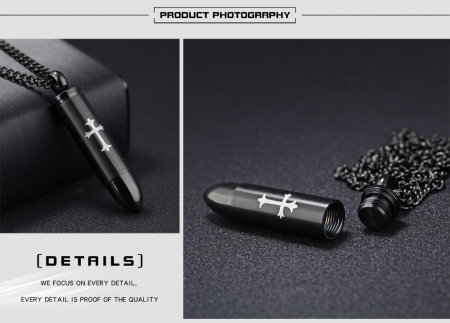 Colier inox glont cu cruce 63 cm [4]