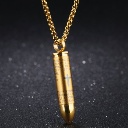 Colier inox glont cu rugaciune 55 cm [1]