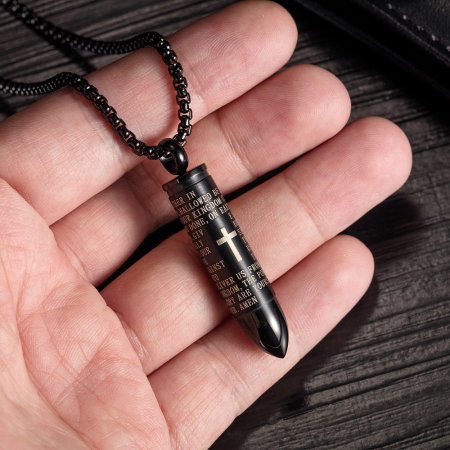 Colier inox glont cu rugaciune 55 cm [2]