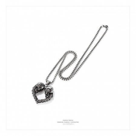 Colier inox inima cu cranii 55 cm [13]
