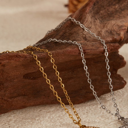 Colier inox inimioara stilizata cu zirconii [8]