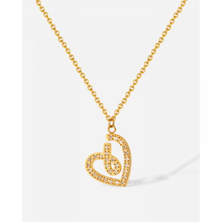 Colier inox inimioara stilizata cu zirconii [11]