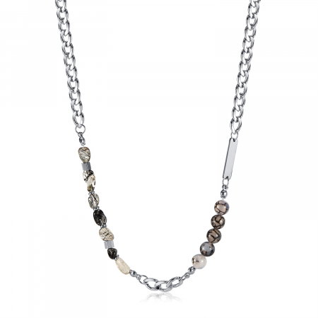 Colier inox mix cu pietre naturale