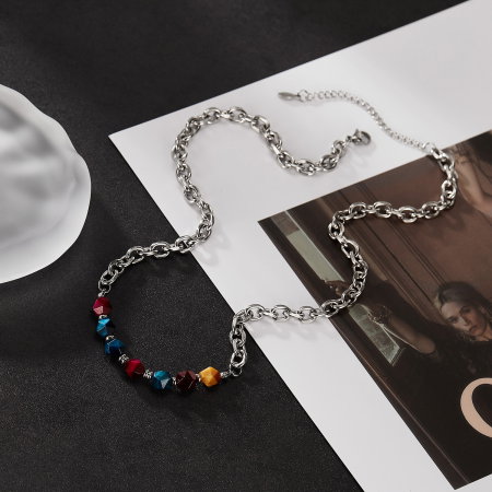 Colier inox mix cu pietre naturale colorate [9]