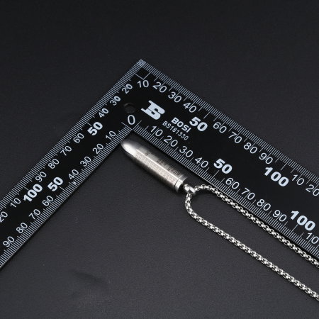 Colier inox negru cu glont si Tatal Nostru [2]