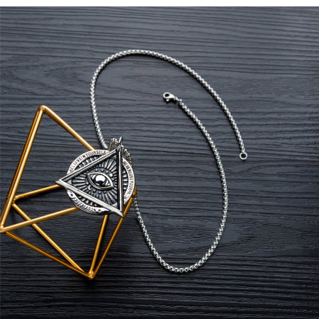 Colier inox Ochiul Triunghiular – Simbol al Cunoașterii și Protecției [10]