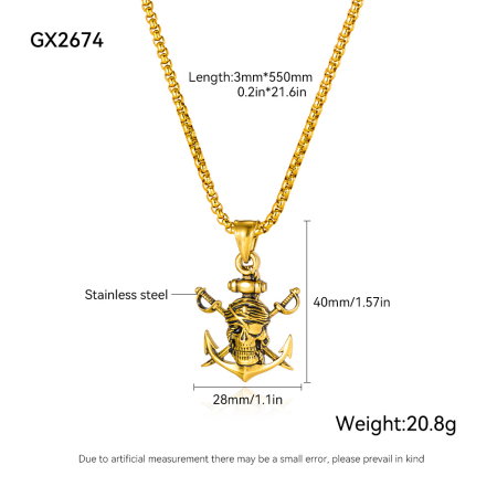 Colier inox Pirat Skull din – Simbol al Libertății și Curajului [6]