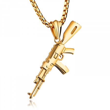 Colier inox pistol mitraliera 60 cm