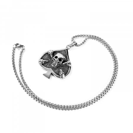 Colier inox poker cu pica cu craniu 55 cm [4]