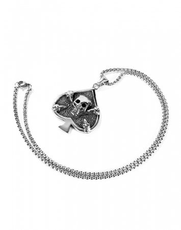 Colier inox poker cu pica cu craniu 55 cm [16]