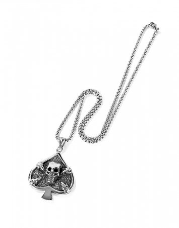 Colier inox poker cu pica cu craniu 55 cm [12]