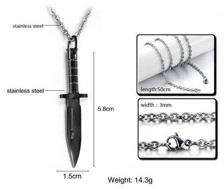 Colier inox pumnal 55 cm [4]