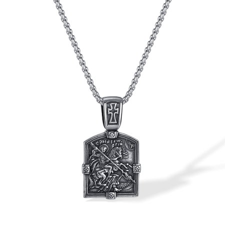 Colier inox Sfântul Gheorghe din Oțel Inoxidabil – Simbol al Curajului și Protecției Divine [0]