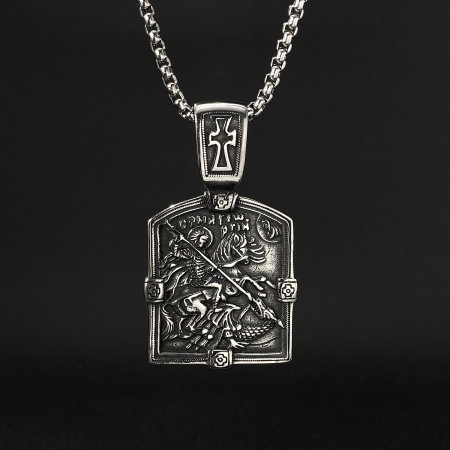 Colier inox Sfântul Gheorghe din Oțel Inoxidabil – Simbol al Curajului și Protecției Divine [9]