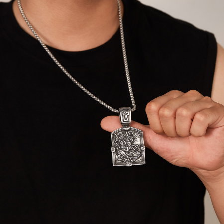 Colier inox Sfântul Gheorghe din Oțel Inoxidabil – Simbol al Curajului și Protecției Divine [6]
