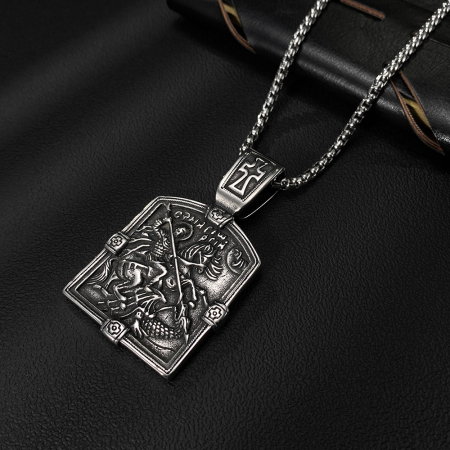 Colier inox Sfântul Gheorghe din Oțel Inoxidabil – Simbol al Curajului și Protecției Divine [12]
