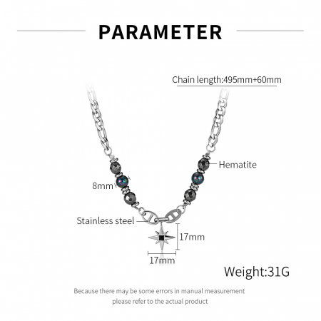Colier inox stea cu hematite [8]