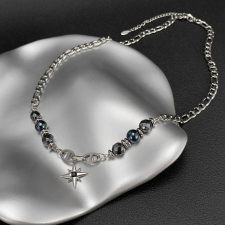 Colier inox stea cu hematite [11]