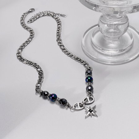 Colier inox stea cu hematite [13]