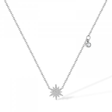 Colier inox stea cu zirconii