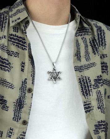 Colier inox Steaua lui David cu ochi de deochi 55 cm [9]