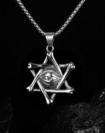 Colier inox Steaua lui David cu ochi de deochi 55 cm [5]