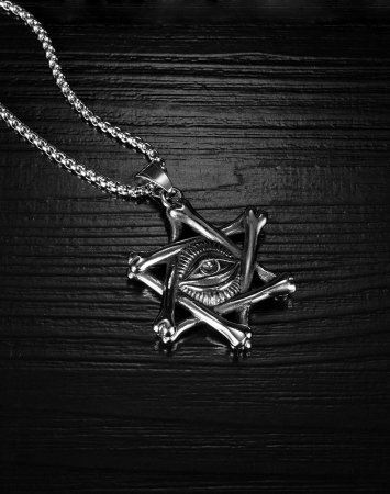 Colier inox Steaua lui David cu ochi de deochi 55 cm [6]