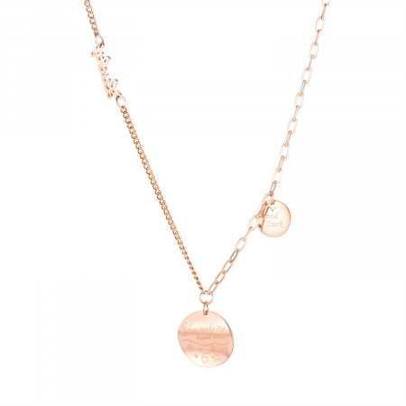 Colier Noroc din inox placat cu aur roz. [4]