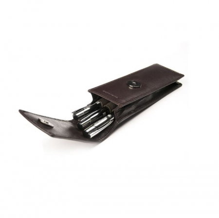 Etui stilou de lux din piele naturala Rovicky, Maron, HUS04 [1]