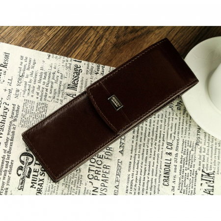 Etui stilou de lux din piele naturala Rovicky, Maron, HUS04 [3]