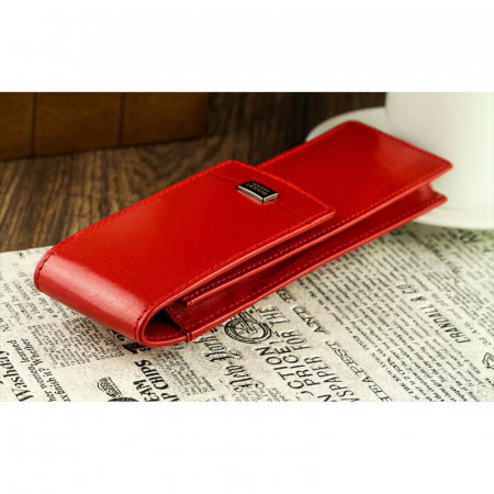 Etui stilou de lux din piele naturala Rovicky, Rosu, HUS05 [6]