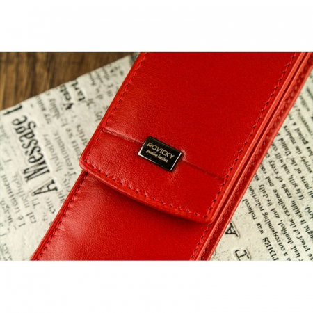 Etui stilou de lux din piele naturala Rovicky, Rosu, HUS05 [5]