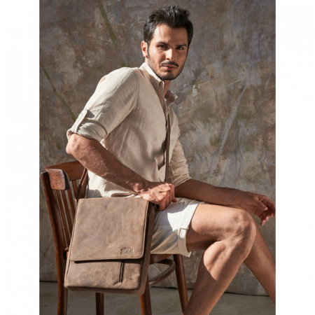 Geanta pentru umar din piele naturala, BORG4, Maron [8]