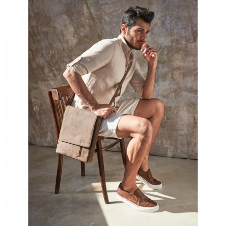 Geanta pentru umar din piele naturala, BORG4, Maron [7]