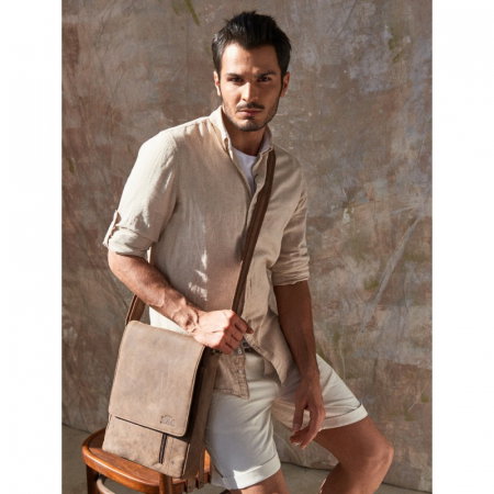 Geanta pentru umar din piele naturala, BORG4, Maron [10]