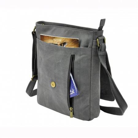 Geanta pentru umar din piele naturala, Always Wild, BORG3, Albastru [3]