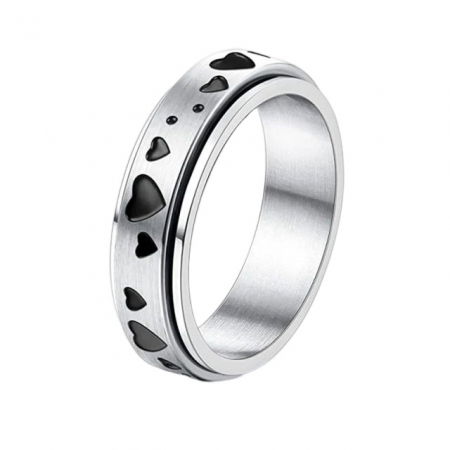 Inel antistres din inox cu inimioare