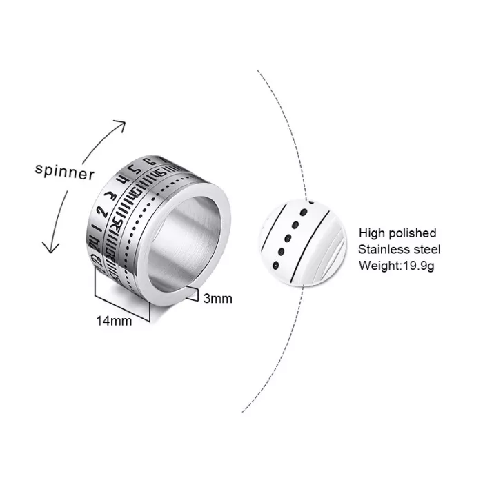 Inel antistres lat din inox cu calendar numeric, ISTF0001 [1]