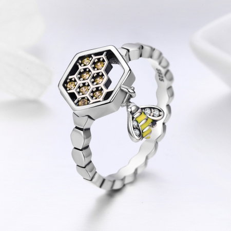 Inel argint 925 cu fagure si albinuta - Be Nature IST0048 [3]