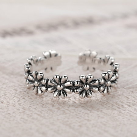 Inel reglabil argint 925 cu flori margarete - Be Nature IST0023 [2]