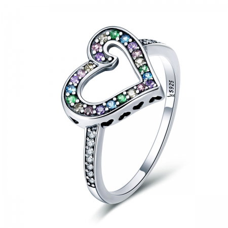 Inel argint 925 cu inimioara si zirconii multicolore - Be in Love IST0061 [0]