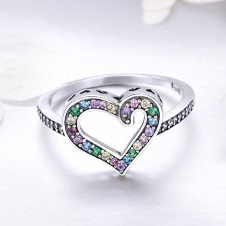 Inel argint 925 cu inimioara si zirconii multicolore - Be in Love IST0061 [2]