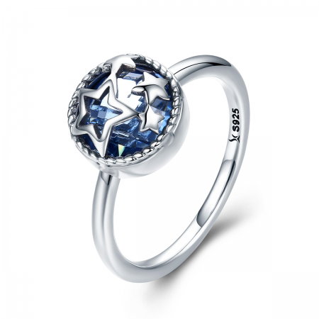 Inel argint 925 cu stelute argintii si cristal albastru - Be Nature IST0044 [0]