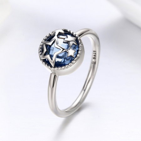 Inel argint 925 cu stelute argintii si cristal albastru - Be Nature IST0044 [3]