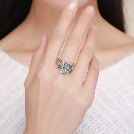 Inel argint 925 cu talisman in forma de trifoi cu patru foi - Be Lucky  IST0039 [6]