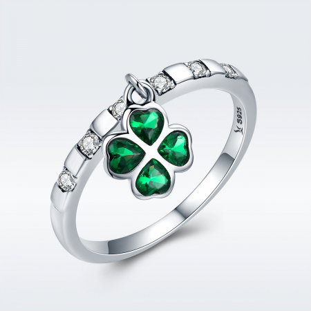 Inel argint 925 cu talisman in forma de trifoi cu patru foi - Be Lucky  IST0039 [2]