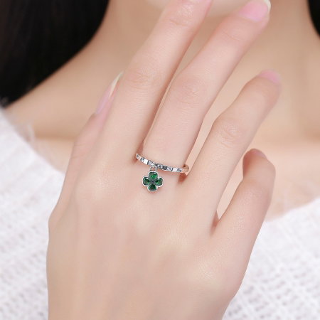 Inel argint 925 cu talisman in forma de trifoi cu patru foi - Be Lucky  IST0039 [5]