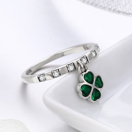 Inel argint 925 cu talisman in forma de trifoi cu patru foi - Be Lucky  IST0039 [1]