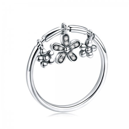 Inel argint 925 cu trei floricele si zirconii albe - Be Nature IST0053 [0]