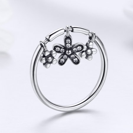 Inel argint 925 cu trei floricele si zirconii albe - Be Nature IST0053 [1]